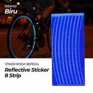 [Warehouse Storage Official] Bicycle Wheel Reflective Sticker 8 Strip Bicycle Wheel Sticker - A-0001 Blue