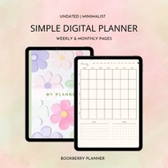 Digital Planner Flower Themed | Simple Undated monthly & weekly Planner | Hyperlinked | iPad Planner
