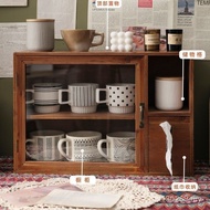 Storage Storage Box Tea Set Cup zakka Shelf Desktop with Influencer Double-Layer Wooden Tissue Box R