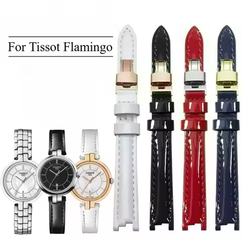 For Tissot T094 Flamingo Women's Watch Strap 1853 Concave Interface Original Style Genuine Leather C