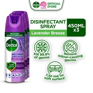 Bundle of 3 Dettol Antibacterial Disinfectant Spray Wild Lavender 450ML