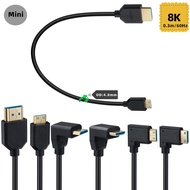 Mini HDMI to HDMI 2.1 Transmission Cable|90 Degree Elbow|8K @ 60Hz|0.3m Short Line|Suitable for Came