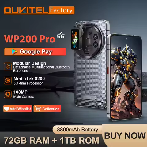 Oukitel WP200 Pro 5G Modular Rugged Phone Detachable Earphone watch 24GB(Up to72GB)RAM 1TB ROM MTK82