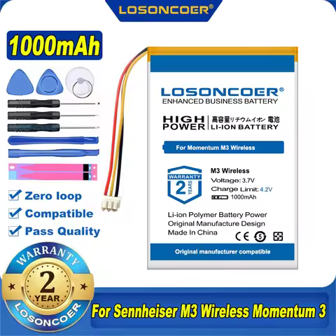1000mAh Headset Battery For Sennheiser Momentum 3 Wireless M3 Wireless M3AEBT MOMENTUM True Wireless
