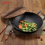 Cast iron wok Chinese wok cooking pan Ling Feng LINKFAIR binaural 32/36CM sent wooden classic series