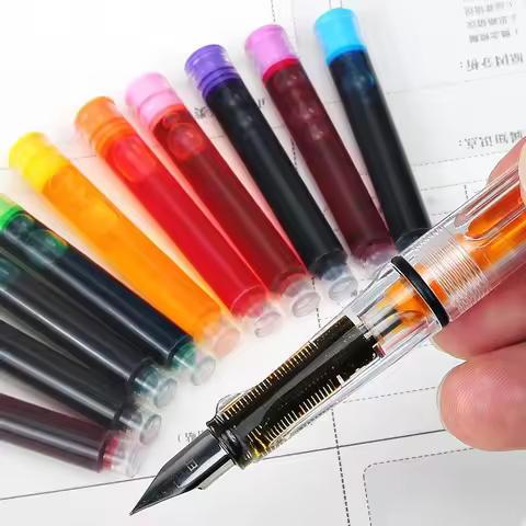 10 Inks Cartridge + 1 Fountain Pen Set 3.4mm Colored Hight Quality Fountain Pens for Writing Office 