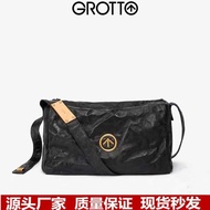 GROTTO GROTTO Doctrine Blackstone Genuine Leather Large-Capacity One-Shoulder Messenger Soft Bag Men