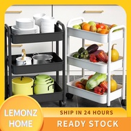 【Ready Stock】 3 Tier Multifunction Storage Trolley Rack Office Shelves Home Kitchen Rack With Plastic Wheel