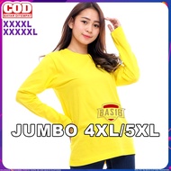 4XL 5XL Canary Yellow Long Sleeve Jumbo Women's Plain T-Shirt