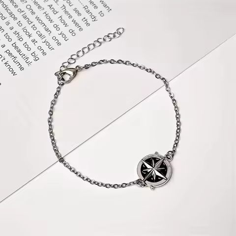 KPOP SK Metal Bracelet Fashion Compass Shape Adjustable Bracelet Unisex Concert Jewelry Accessories