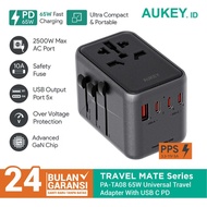 Aukey Charger Travel Adapter 65W/GaN Universal Travel Adapter With USB Ports Type C PA-TA08