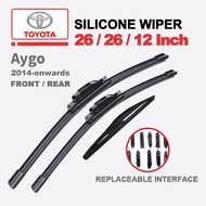 Toyota Aygo wiper blade set for 2014-onwards Aygo X front rear window silicone car windshield wipers
