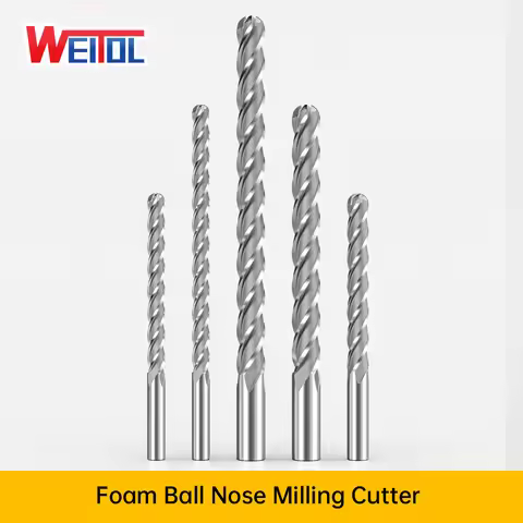 Weitol CNC Foam Ball Head Nose Eps Foam Cutter Eva Router Bit Milling End Mill for 3D Models Acrylic