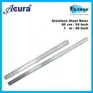 Acura Stainless Steel Ruler 60cm & 1m (100cm) - Double Sided Metric Imperial Metal Measuring Tool