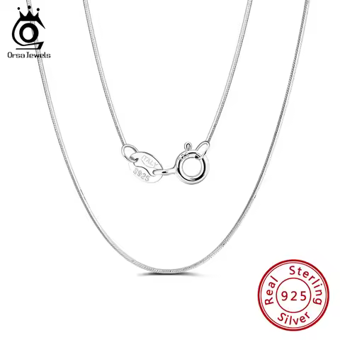 ORSA JEWELS Italy 100% 925 Sterling Silver Snake Chain Necklace for Men Women 0.8mm 1mm Wide Choker 