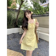 Dress Women's Floral Yellow A-Line Tailoring Summer Yellow Dress