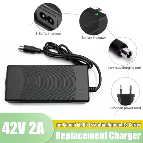 42V 2A Replacement Charger 8mm DC RCA Plug for Xiaomi M365 Pro 1S Essential Ninebot ES1 ES2 ES4 E22 