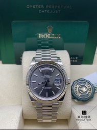228239全新DAY-DATE系列Rolex勞力士228239 GREY  INDEX 2021灰色錶盤40mm條字星期日曆型18k全白金男女機械手錶