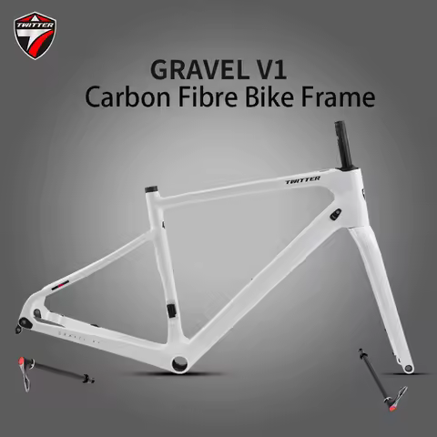 TWITTER Carbon Fiber GRAVEL Road Bike Frame And Front Fork GRAVEL V1 Disc Brake Inner Wiring Bicycle