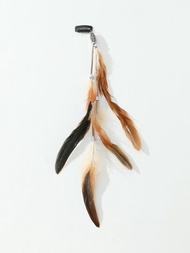 1入組波西米亞風格羽毛墜飾項鍊髮夾鏈