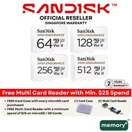 SanDisk High Endurance microSD Card with Adapter (CCTV/Car Dash Cam) 64GB 128GB 256GB 512GB