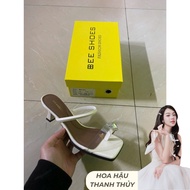 BEESHOES WOMEN'S CLOSES WITH SQUARE TOE, 6 SEGMENT HIGH POINTED HEEL, READY CREAM COLOR GU005(FORM 1