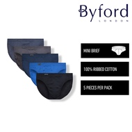 Byford Seluar Dalam Plus Size (5 Pcs) | Byford Ribbed Cotton Mini Brief Underwear - BUD5133M