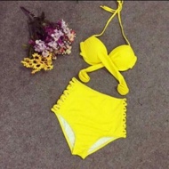 Yellow high-waisted thong Bikini
