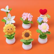 Twsg 1 Piece Creative Artificial Flowers Cute Crochet SunFlower Pots Knitted Flower Graduation Flowe