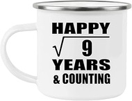 Designsify Gifts, Happy 3rd Anniversary Square Root of 9 Years & Counting, 12oz Camping Mug Stainles
