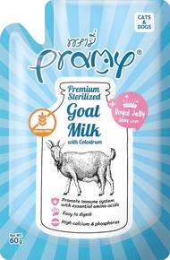 (โหล) Pramy Goat Milk น้ำนมแพะ Grain Free สำหรับสุนัข และ แมว ผสมนมน้ำเหลือง ขนาด 60g
