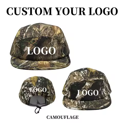 Custom 5panel Camo Baseball Cap Outdoor Sunscreen Cotton Jungle Leaves Cap Men Outdoor Hunting Tacti