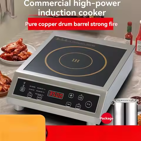 3500W Commercial Stainless Steel Induction Cooker, Household Stir Fry Battery Stove, Flat Surface