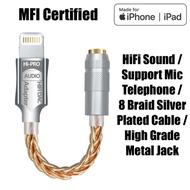 IPHONE MFi Certified HiFi Converter Lightning to 3.5mm Dac Adapter Miciphone