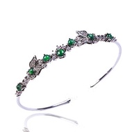 冰種老坑綠翡翠蛋面設計款手環 925純銀 | 天然A貨翡翠 | 送禮