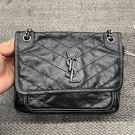 【95%新✨全網最低價】YSL Niki小號黑銀鏈條包|女士包|流浪包|斜挎包|單肩包|郵差包