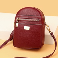 ทันสมัย Pure Color นุ่ม หนัง Mini Bag ผู้หญิง Single Shoulder ซิป กระเป๋าสะพายข้าง ลำลอง Macaron Ele