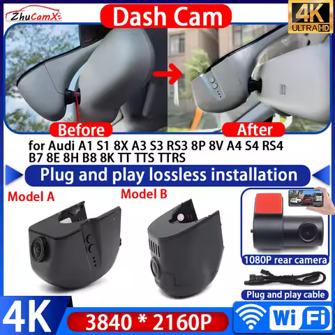 4K Plug And Play Video Recorder Night Wifi DVR Dash Cam for Audi A1 S1 8X A3 S3 RS3 8P 8V A4 S4 RS4 