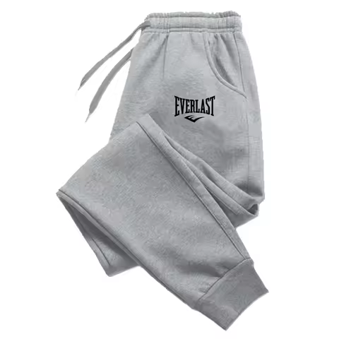 Men's Everlast Jogger Pants – Grey Sweatpants with Brand Logo Drawstring Waist for Boxing Casual Wea