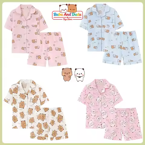 Panda Bubu And Yier Pajamas Panda Pattern Bubu And Dudu Summer Couple Pajamas Short Sleeved Home Clo