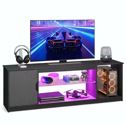 NOST&HOST 57" LED TV Stand for 55/60/65 Inch TVs - Gaming Entertainment Center with RGB Lights, Adju