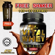 Vital Whey Halal 1kg/2.2lbs Whey Isolate With 24g Protein 33 Servings - Fast Muscle Recovery (Chocol