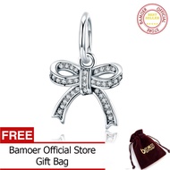 BAMOER จัดส่งฟรีลดกระหน่ำ100% 925เงินสเตอร์ลิงคริสตัลโบว์สีหวานแหวว CZ สร้อยข้อมือและกำไลสร้อยคอเครื