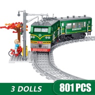 Standard Particle Assembled Building Blocks Cute Train Track Odd Travel Green Leather Train Movable Girl Boy Children Good Friends Educational Toy Set Compatible with LEGO LEGO