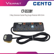 CENTO 3 WAY CT-S533BY/ 4WAY CT-S534BY/ 5 WAY CT-S535BY 3 PIN EXTENSION SOCKET PLUG WITH SIRIM, NEON 