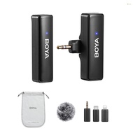BOYA BOYALINK A1 2.4GHz Wireless Lavalier Microphone System Clip-on Microphone 100m Transmission Range Noise Reduction Auto Sync with Receiver + Transmitter + 3pcs Adapters Compat