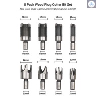 Set of 8 wood grooving drill bits, wood dowel cutter with 3/8in round head for wood drilling and woo