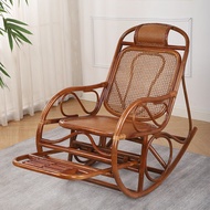 ST-🚤PHYTOCARE Xuan Hollow-out Real Rattan Rattan Woven Rocking Chair Rattan Chair Recliner for Adults and Elderly Home B
