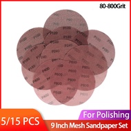 15Pcs 9 Inch 220mm Mesh Abrasive Hook and Loop Sand Paper Sanding Discs Dry Grinding Sandpaper For P
