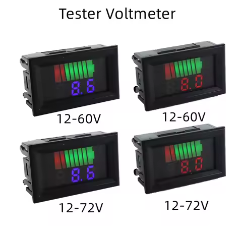 Car Battery Charge Level Indicator 12V 24V 36V 48V 60V 72V Lithium Battery Capacity Meter Tester Dis
